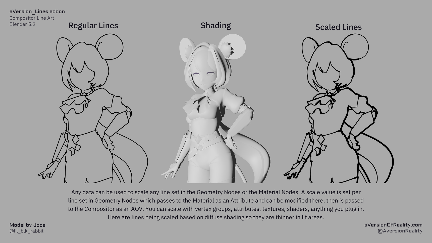 Uniform lines, a shading pass, and lines scaled by that shading